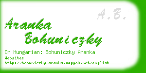 aranka bohuniczky business card